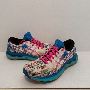 Asics Gel-Nimbus 24 Womens Running Shoes 8 Tropical Palm Tree Pink 1012B284